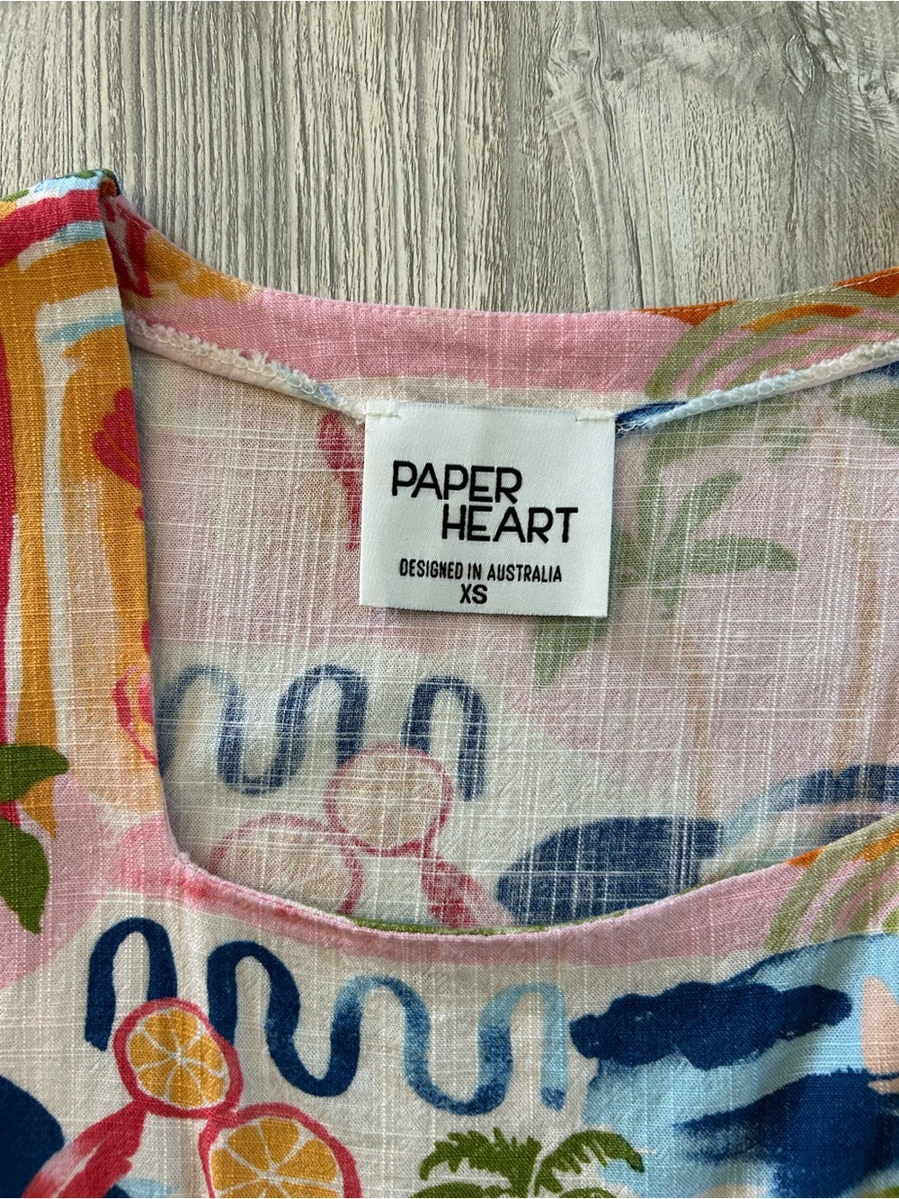 Paper Heart Tropical Print Linen Blend Two-Piece Crop Top and Shorts Set Summer - Picture 4 of 15